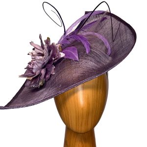 lavender flowers & feathers fascinator
