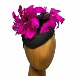 black fuchsia feathers fascinator